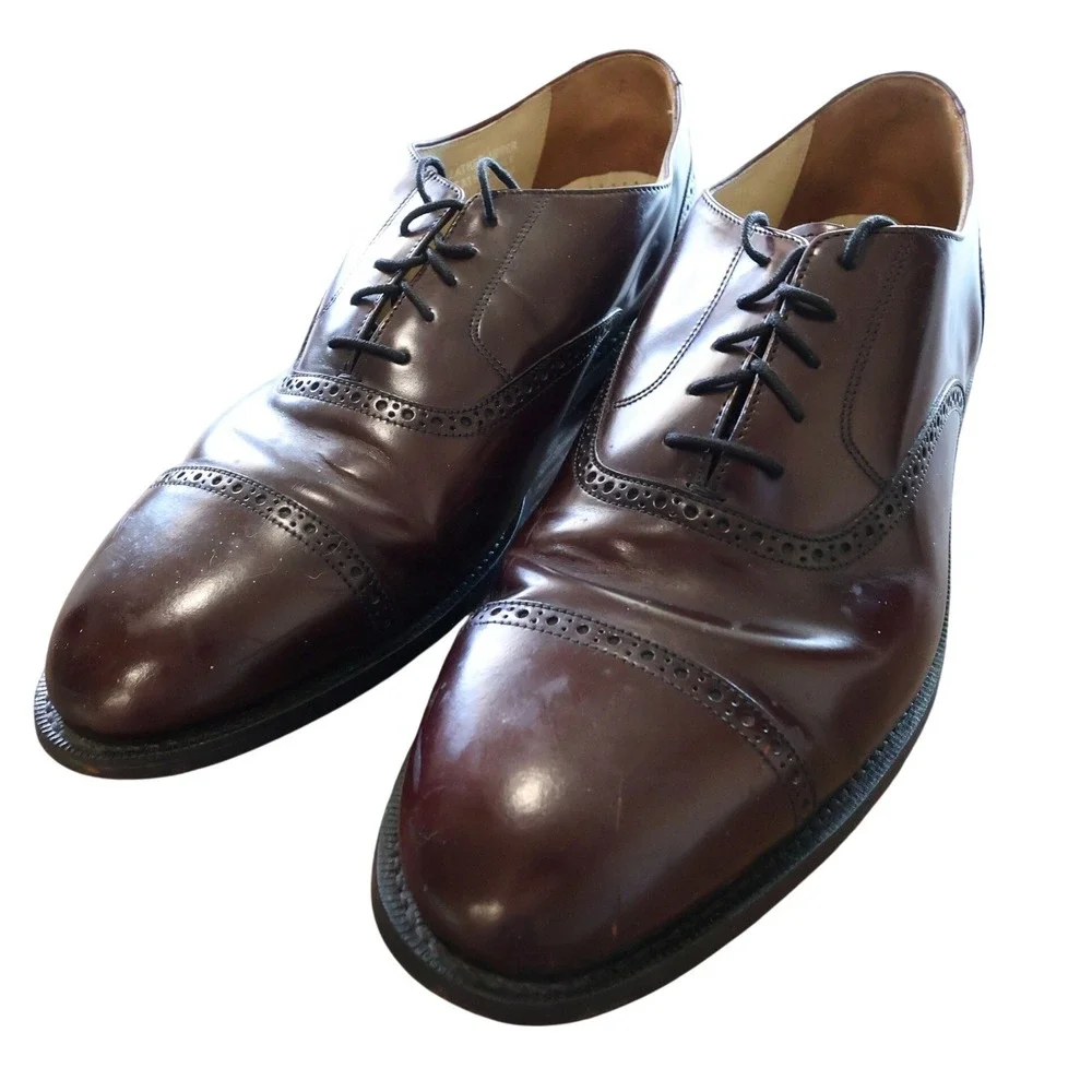 Bostonian Dress Shoes Mens 13 M Burgundy Excellent Leather Toe‎ Brogue Oxfords